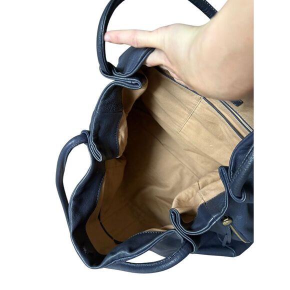 HOBO Prima Soft Leather Tote Shoulder Bag Purse Navy Blue - Picture 10 of 16